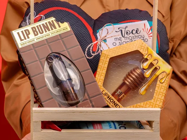 A gift basket containing assorted beauty products